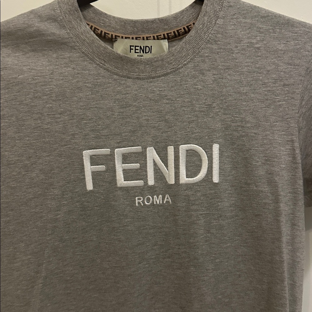 Fendi T-Shirt XS Logo Embroidered Crewneck
